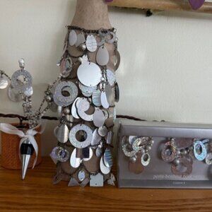 Pier 1 Imports Silver Accented Bottle Cover, Topper and Drink Charms